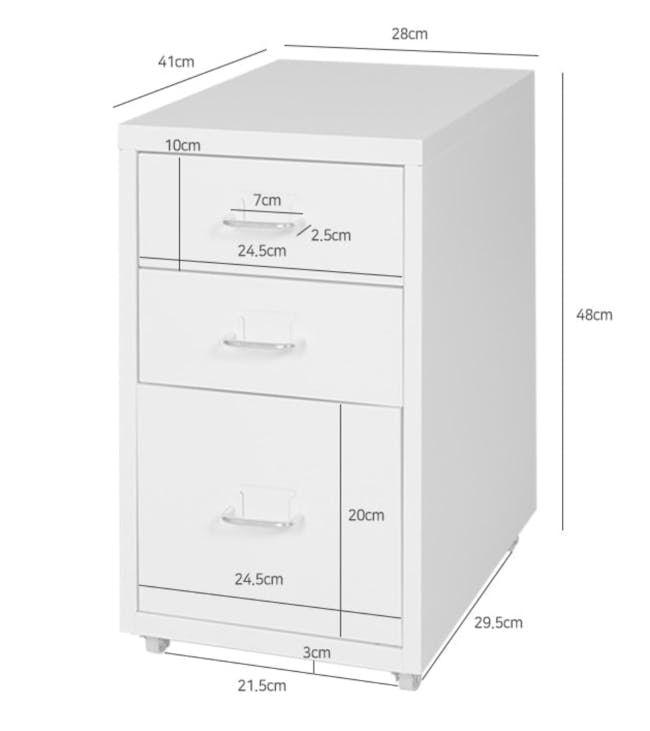 Fiko 3 Tier Metal Cabinet - Dark Grey - 6