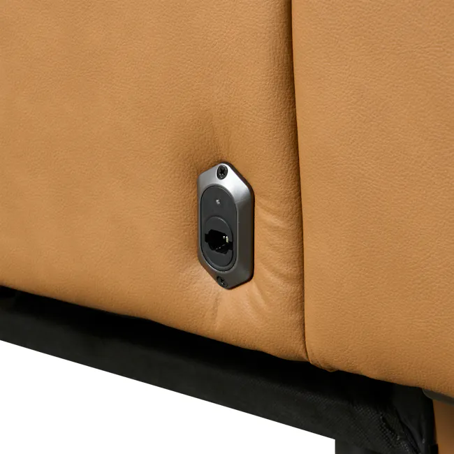 Clyde Left Arm Power Recliner Unit - Oslo Tan (Top Grain Leather) - 18 - Leather surface, textured, brown, cushioned