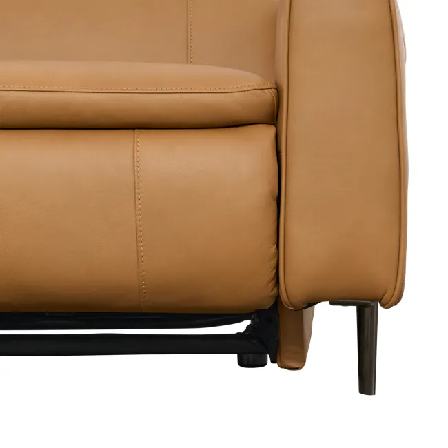 Clyde Left Arm Power Recliner Unit - Oslo Tan (Top Grain Leather) - 13 - Leather armchair, tan upholstery, smooth texture