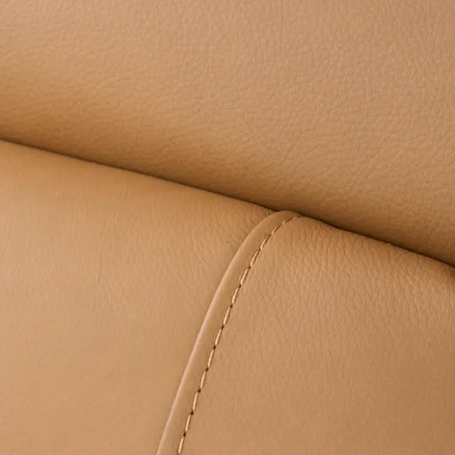 Clyde Left Arm Power Recliner Unit - Oslo Tan (Top Grain Leather) - 14 - Leather texture, stitching, natural grain, subtle