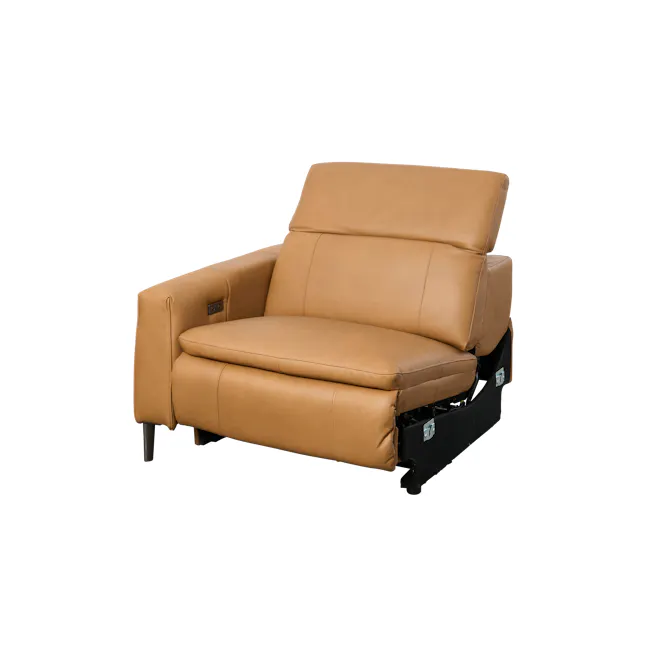 Clyde Left Arm Power Recliner Unit - Oslo Tan (Top Grain Leather) - 2 - Leather recliner, tan leather upholstery, modern