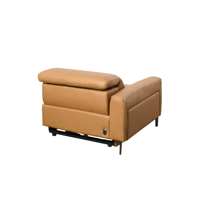 Clyde Left Arm Power Recliner Unit - Oslo Tan (Top Grain Leather) - 5 - Lime green leather sofa, modern design, brown