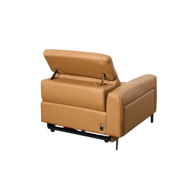 Clyde Left Arm Power Recliner Unit - Oslo Tan (Top Grain Leather) - 9 - Leather sofa, tan leather upholstery, modern design
