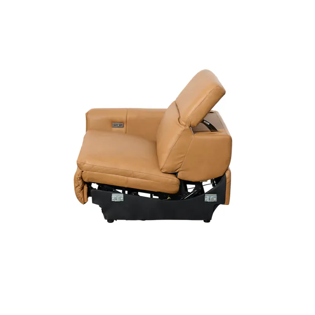 Clyde Left Arm Power Recliner Unit - Oslo Tan (Top Grain Leather) - 4 - Leather armchair, tan leather upholstery, ergonomic