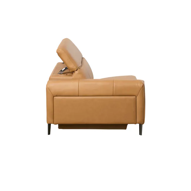 Clyde Left Arm Power Recliner Unit - Oslo Tan (Top Grain Leather) - 7 - Lime green leather sofa, modern design, comfortable