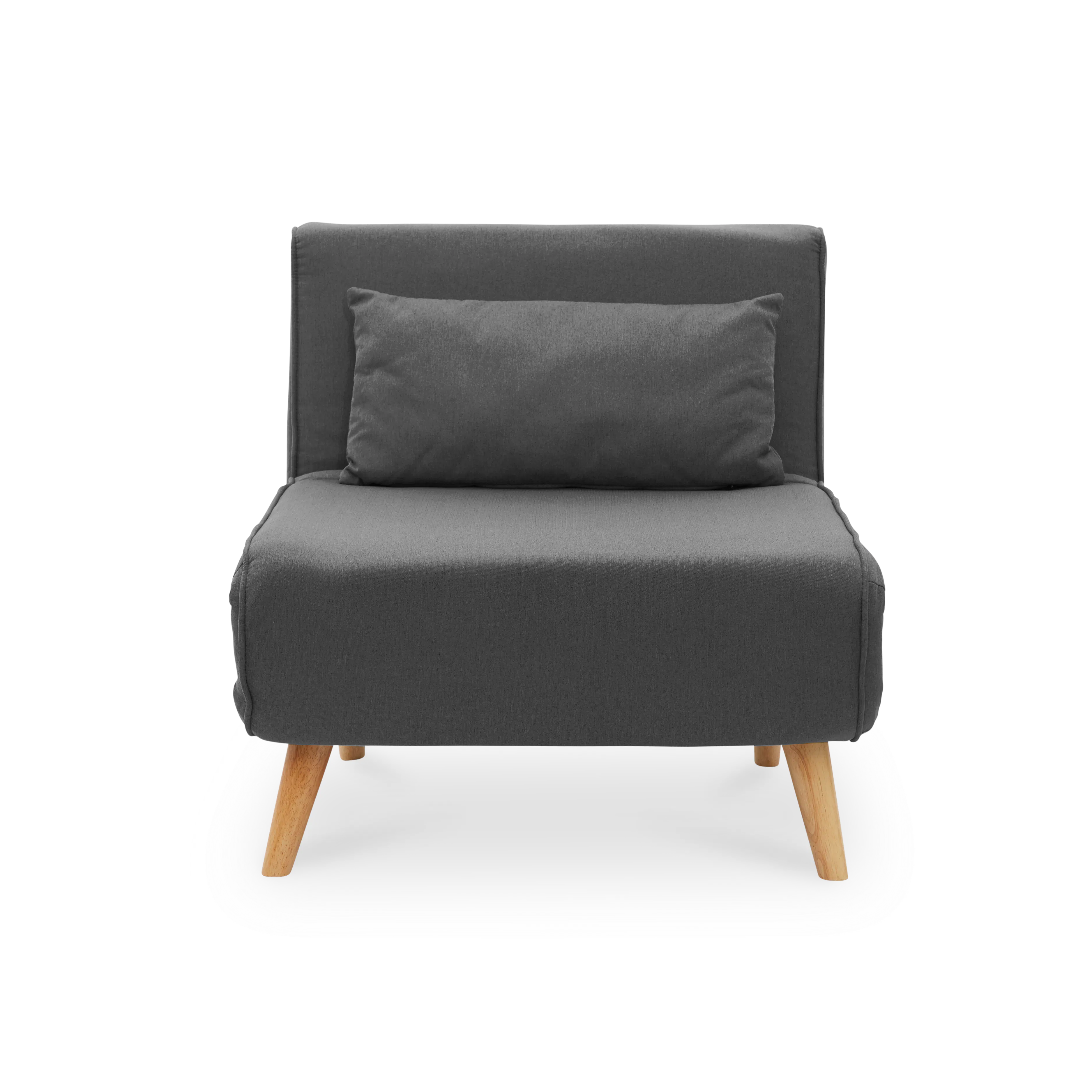 Noel Sofa Bed - Ebony - 19 - Grey upholstered chair, wooden legs, minimalist design, modern furniture, cozy seating