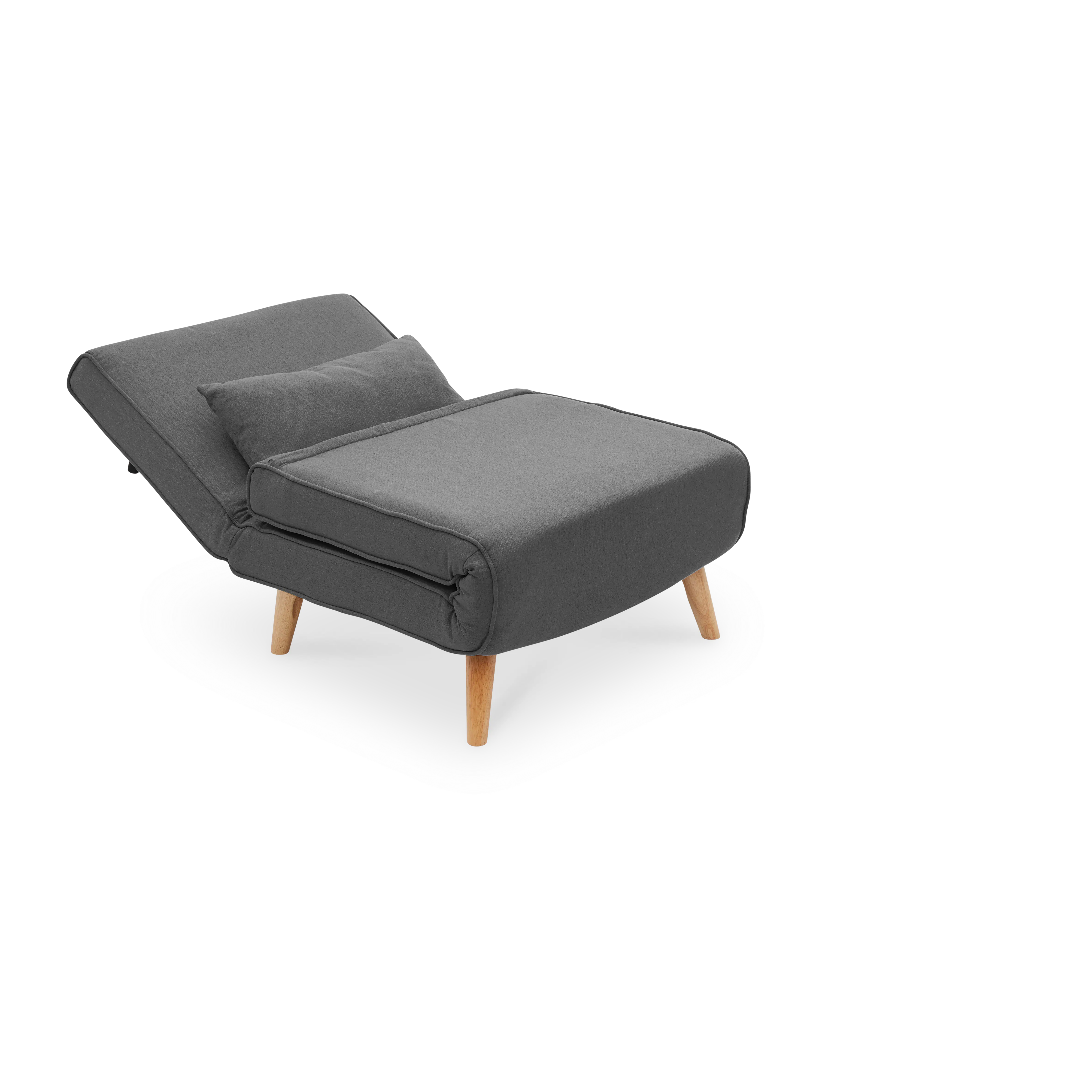 Noel Sofa Bed - Ebony - 11 - Grey upholstered modern chair, wooden legs, minimalist design, cozy seating, comfortable
