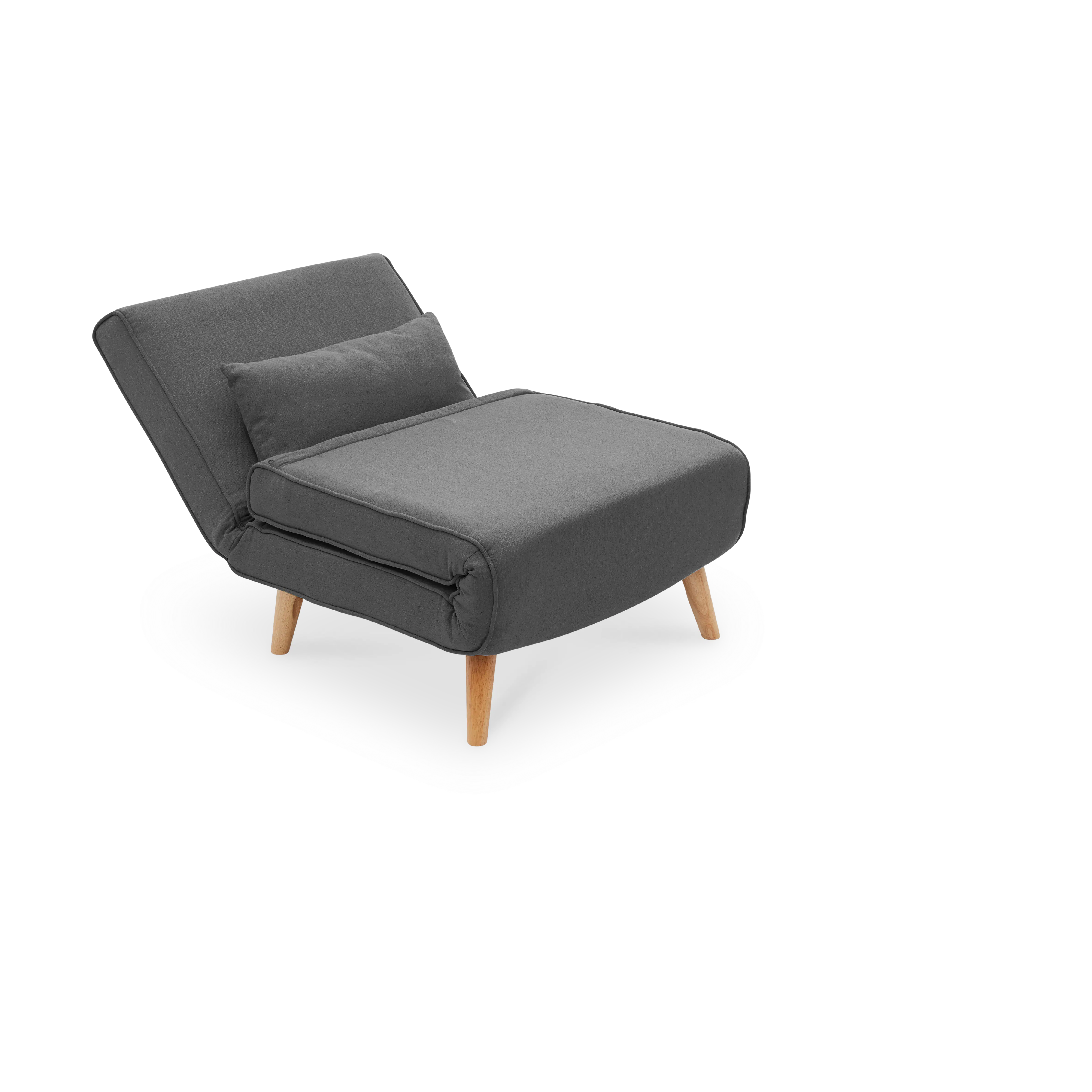 Noel Sofa Bed - Ebony - 10 - Grey upholstered armchair, wooden legs, minimalist design, cozy seating, modern style