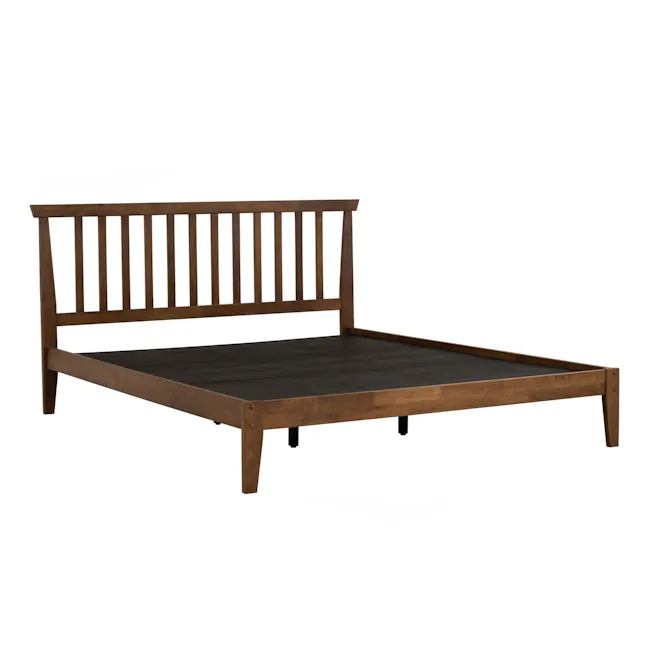Topal Queen Bed - Cocoa - 5 - Wooden bed frame, dark wood finish, simple design, sturdy construction, four-poster style