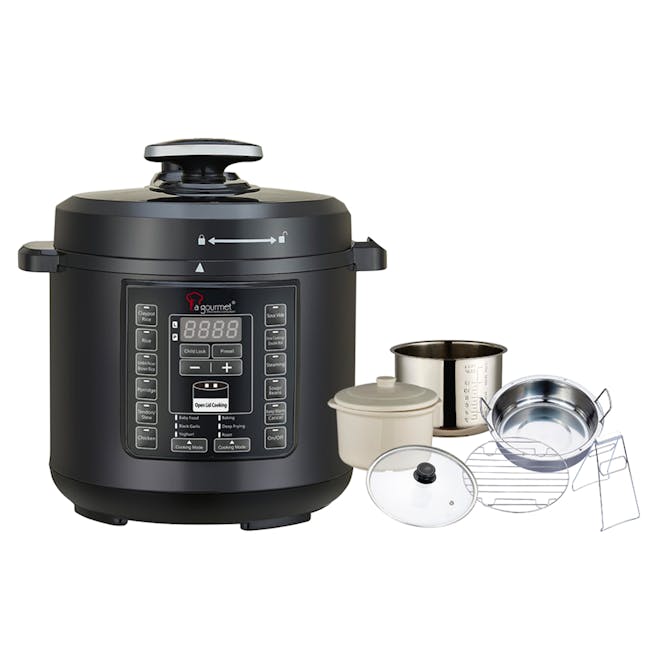 La Gourmet Healthy Electric Pressure Cooker 6L - 2 - Claypot rice cooker, digital control panel, child lock preset, open lid