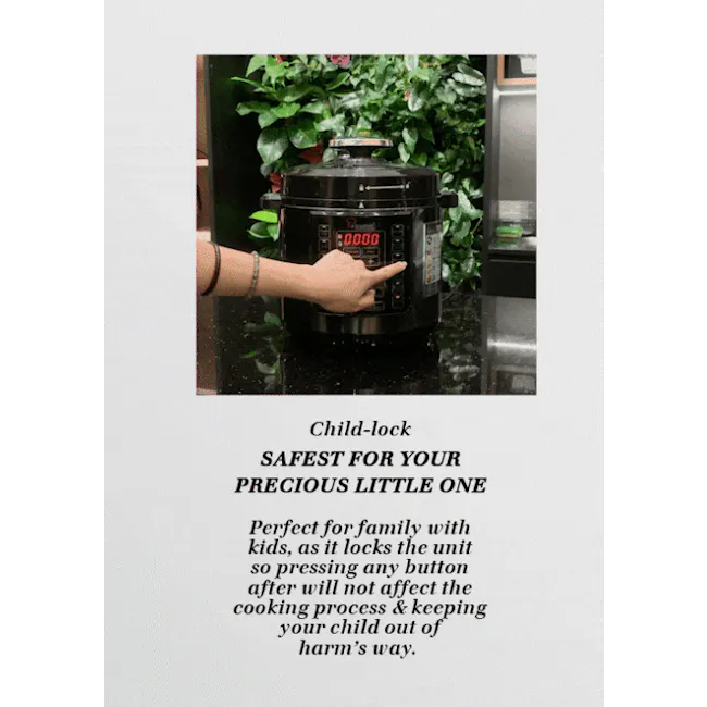 La Gourmet Healthy Electric Pressure Cooker 6L - 8 - Child-lock, safest for precious little one, perfect for family with