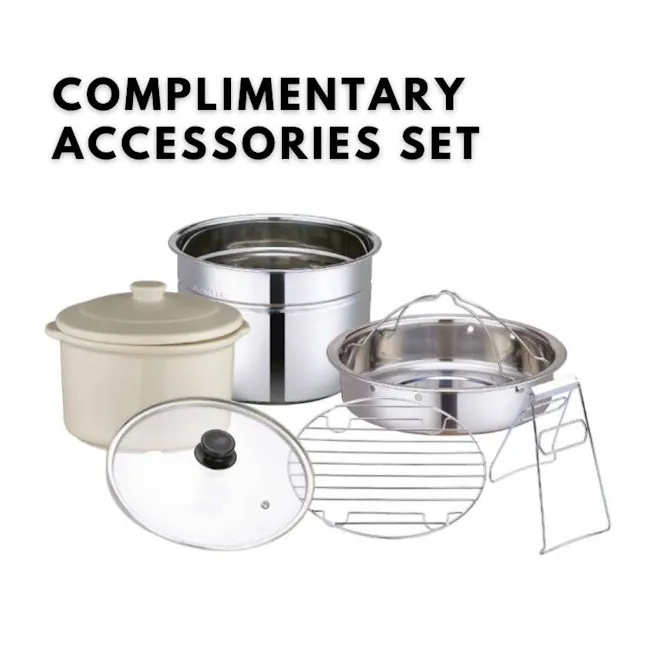La Gourmet Healthy Electric Pressure Cooker 6L - 12 - Complimentary accessories set, stainless steel pot, round lid, metal