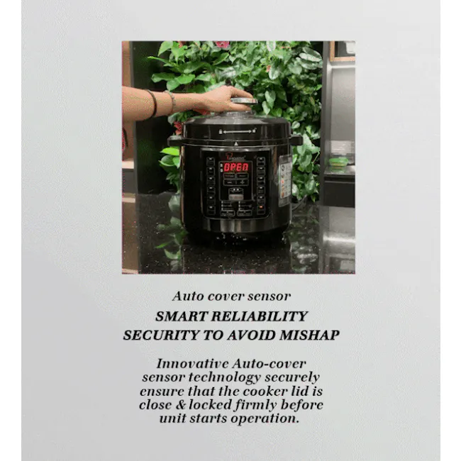 La Gourmet Healthy Electric Pressure Cooker 6L - 13 - Smart cover sensor, Auto cover technology, Security feature, Prevent