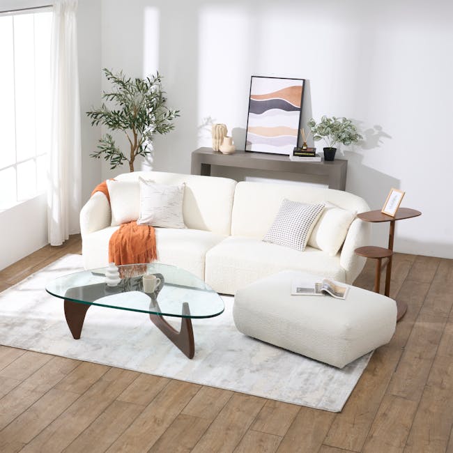 Nomi Right Arm Unit - White Boucle (Eco Clean Fabric) - 18