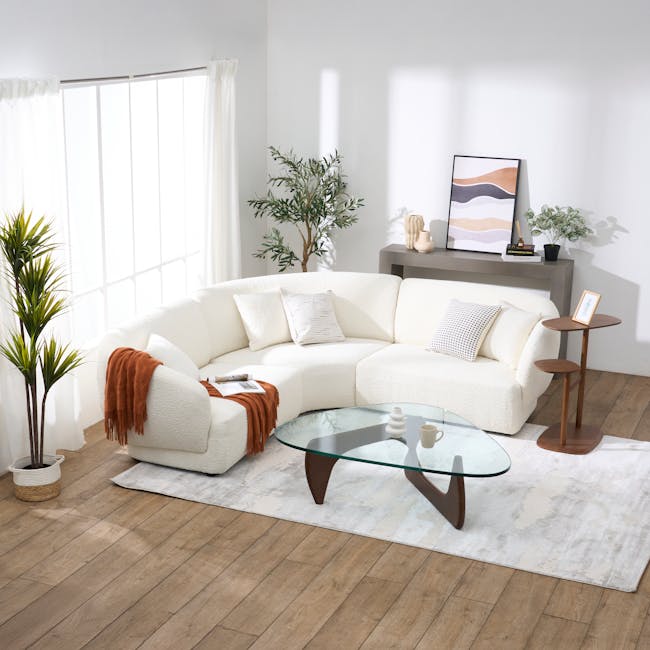 Nomi Corner Sectional Sofa - White Boucle (Eco Clean Fabric) - 2
