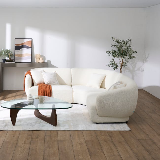 Nomi Corner Sectional Sofa - White Boucle (Eco Clean Fabric) - 3