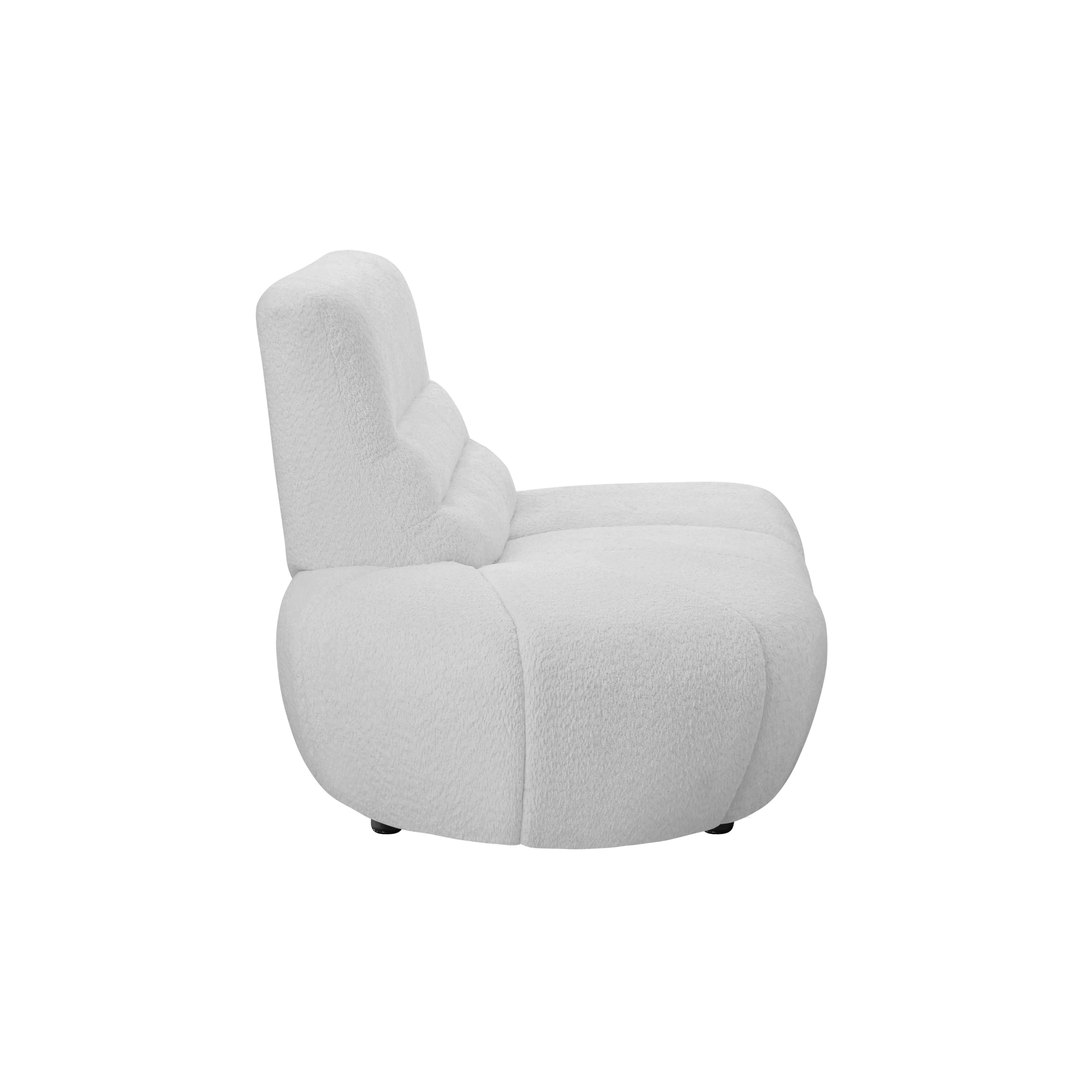 Tara 3 Seater Corner Extended Sofa - Grey - 19 - Luxurious white armchair, plush fabric, ergonomic design, modern style