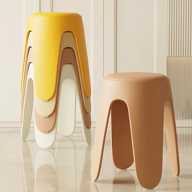 Noki Stackable Stool - Black (Faux Leather) - 3