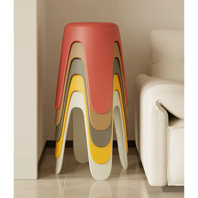 Noki Stackable Stool - Black (Faux Leather) - 7