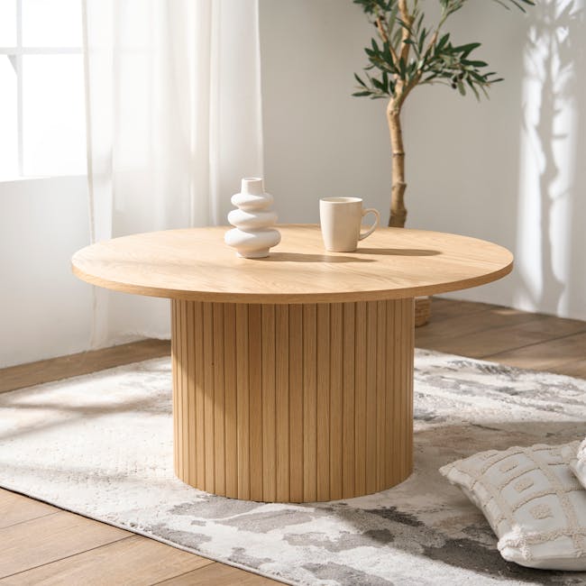 (Display Piece) Nola Round Coffee Table 0.9m - Oak - 3