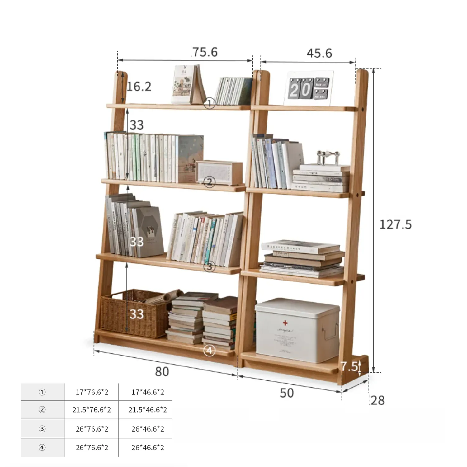 Hibana Leaning Display Bookshelf 0.8m - Walnut - 12