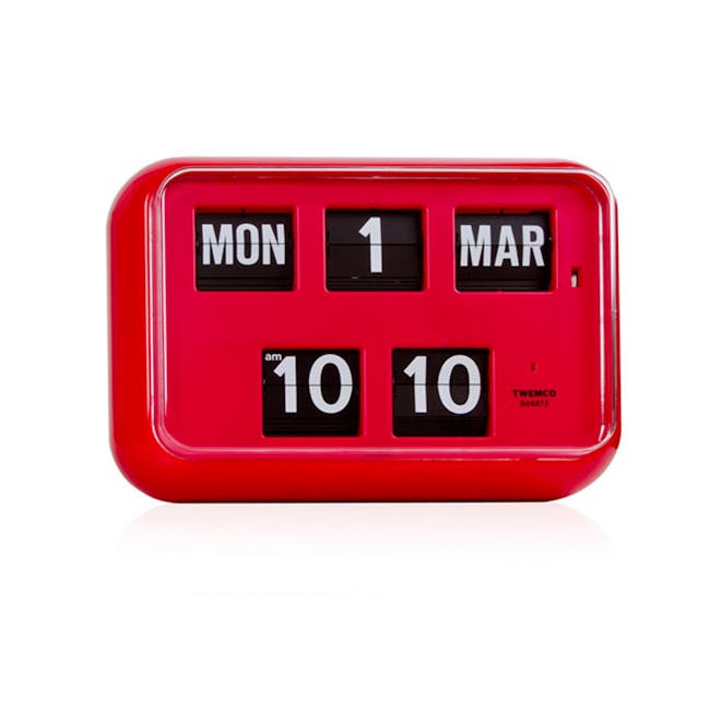 TWEMCO Big Calendar Flip Wall Clock - Red - 0