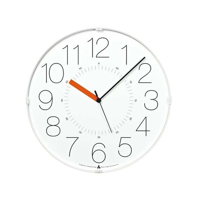 Cara Wall Clock - White, Orange - 0