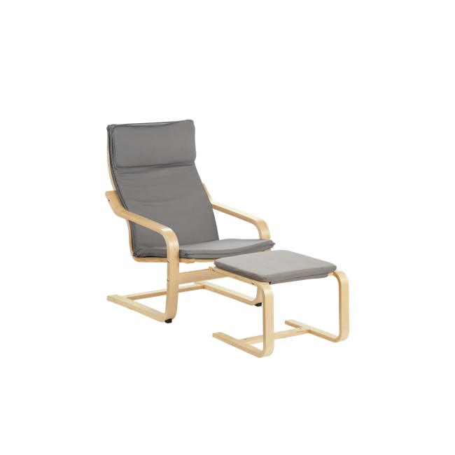 Mizuki Lounge Chair with Ottoman - Light Grey - 0