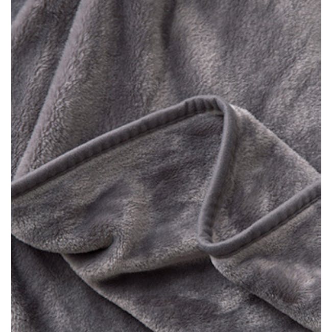 Marlow Velvet Plush Blanket - Dark Grey - 1