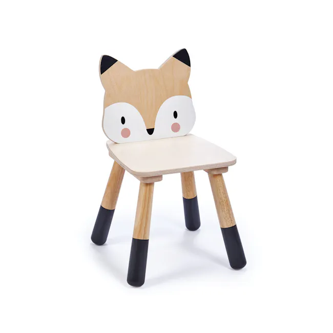 Tender Leaf Forest Chair - Fox - 1 - Fur-fur, wooden, animal, wooden chair, wooden legs, wooden stand, wooden table, wooden
