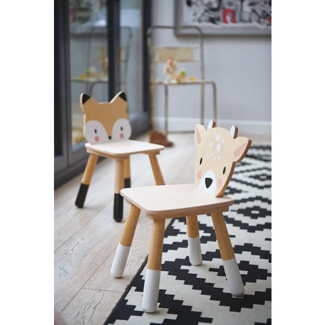 Tender Leaf Forest Chair - Fox - 2 - Wooden animal chairs, small wooden tables, whimsical animal designs, playful furniture