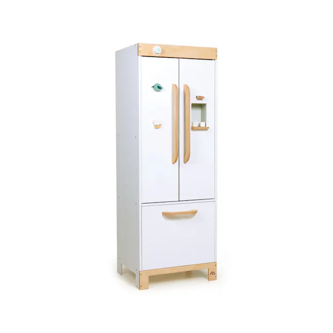 Tender Leaf Toy Kitchen - Refrigerator - 1 - Wooden cabinet with sliding doors, minimalist design, child-friendly features