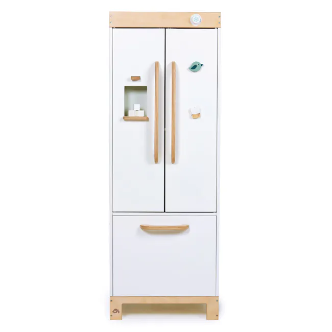 Tender Leaf Toy Kitchen - Refrigerator - 3 - Wooden cabinet with sliding doors, minimalist design, child-friendly features