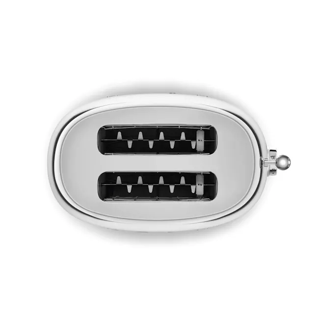 Smeg 2-Slice Toaster - Chrome - 4 - Silver toaster with two slots, sleek design, modern aesthetic, minimalist style, dual
