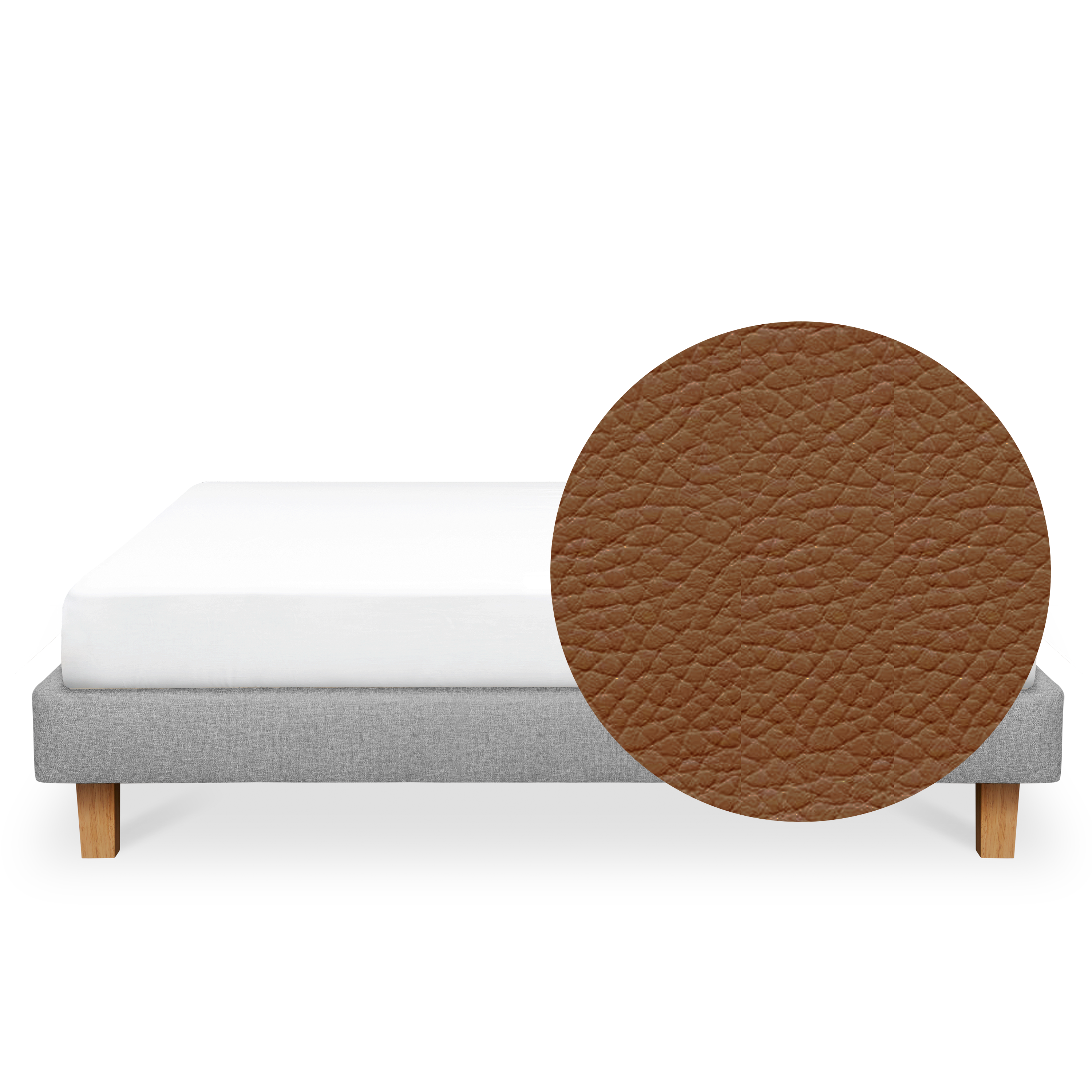 ESSENTIALS King Divan Bed - Tan (Faux leather)