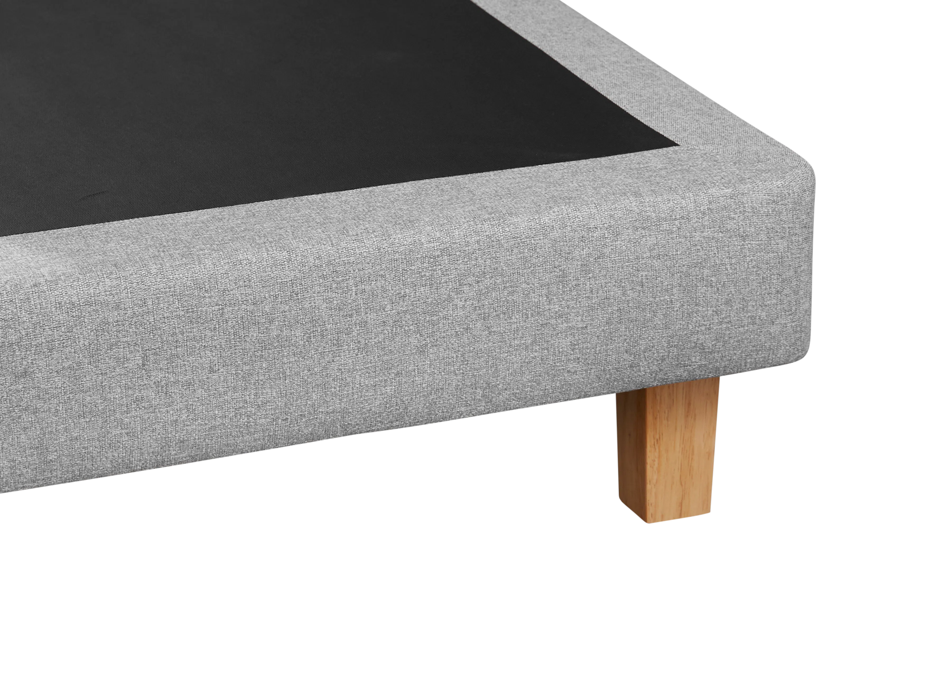 ESSENTIALS King Divan Bed - Tan (Faux leather) - 10 - Grey upholstered sofa, wooden legs, modern design, textured fabric