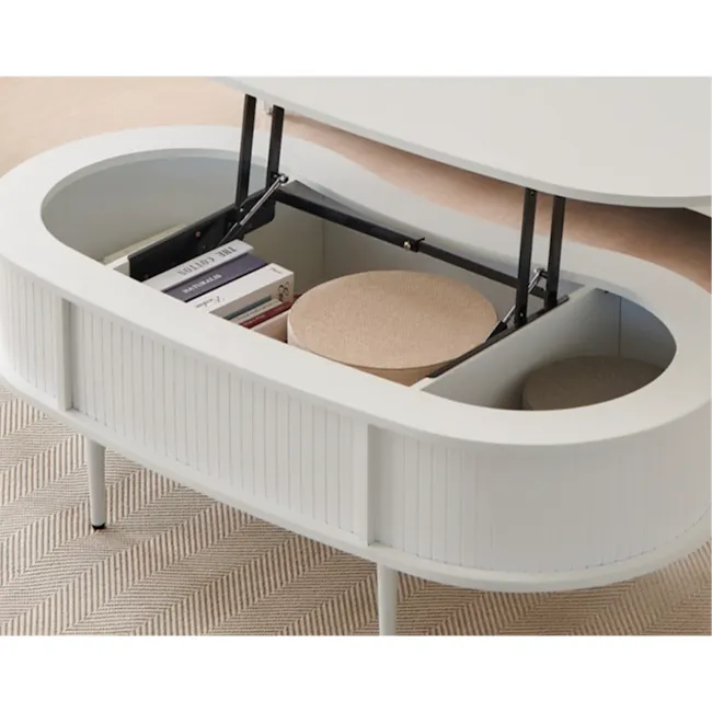 Roman Lift-Up Coffee Table 1.2m - White - 7