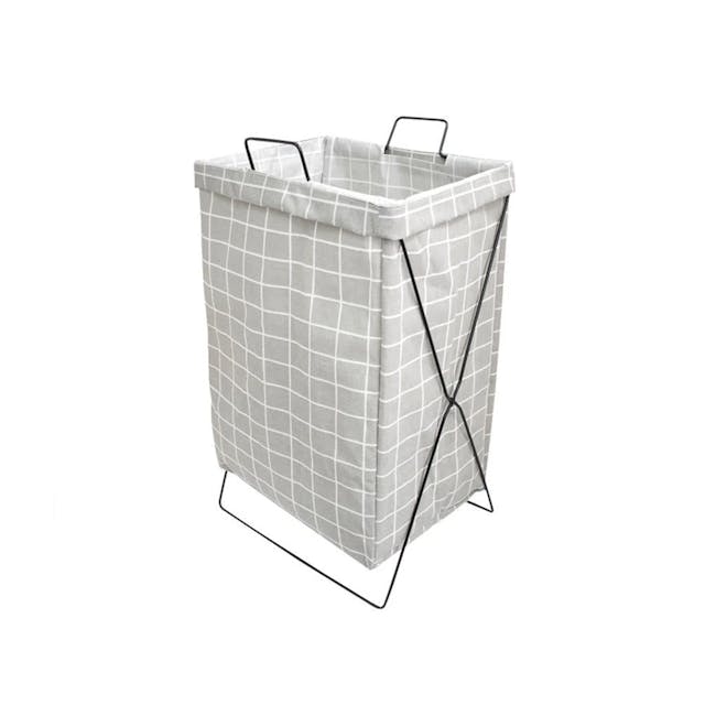 HOUZE Laundry Bag with Matt Steel Frame - Grey Checkered - 0