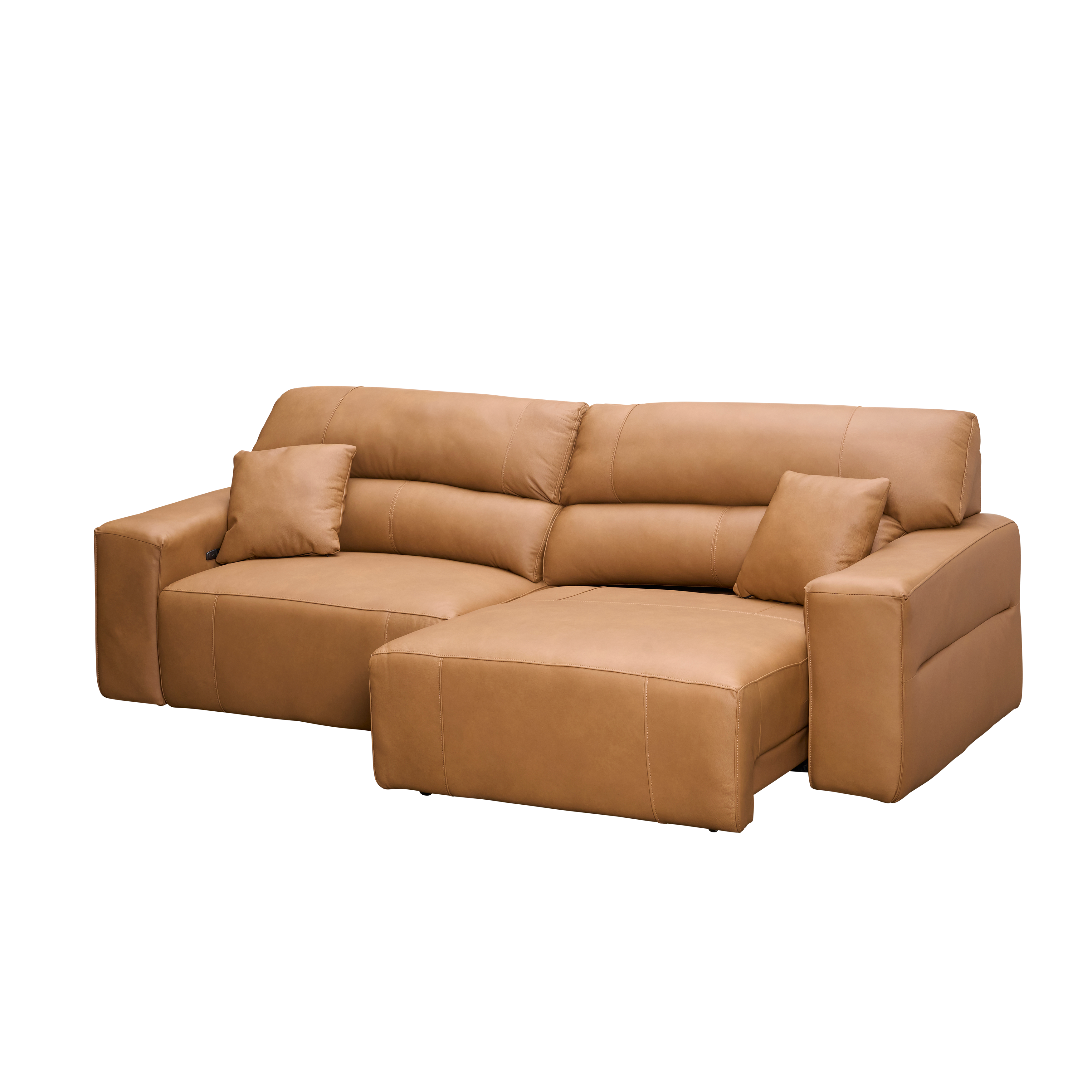 Forte 4 Seater Power Sliding Extension Sofa - Oslo Tan (Top Grain Leather) - Zero Wall - Image 1