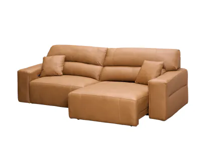 Forte 4 Seater Power Sliding Extension Sofa - Oslo Tan (Top Grain Leather) - Zero Wall
