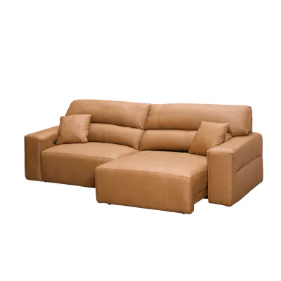 Forte 4 Seater Power Sliding Extension Sofa - Oslo Tan (Top Grain Leather) - Zero Wall