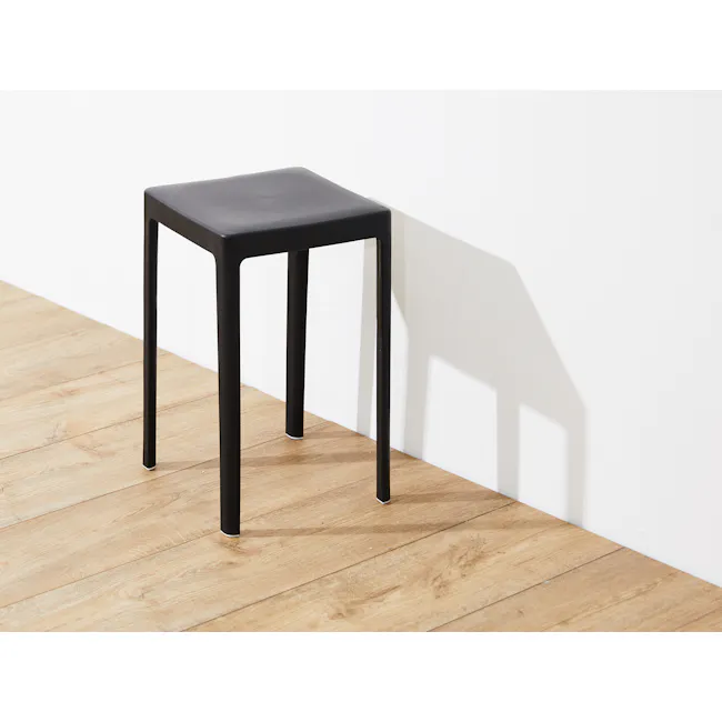 Etta Stackable Stool - Black - 2 - modern minimalist stool, sleek black design, contemporary furniture, wooden floor