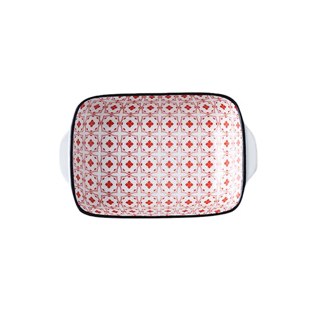 Table Matters Crisscross Red Baking Dish with Handles - 0