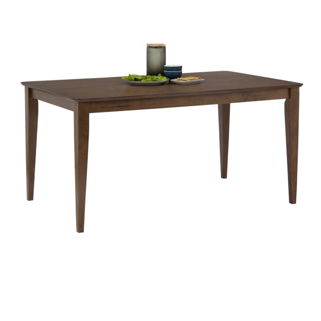 Adriel Dining Table 1.5m - Cocoa - 6 - Dark wood dining table, minimalist design, rectangular shape, sturdy legs, natural