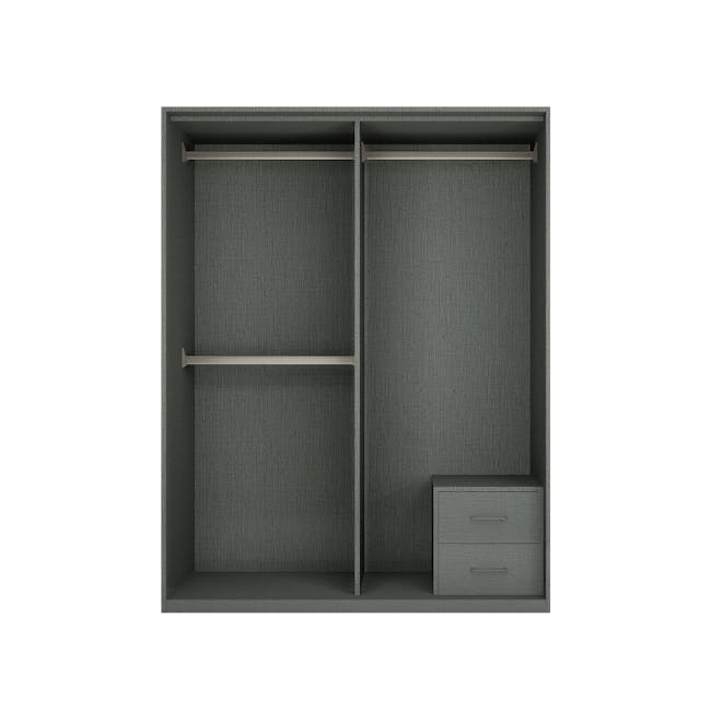 Lorren Sliding Door Wardrobe 2 with Glass Panel - Graphite Linen - 1