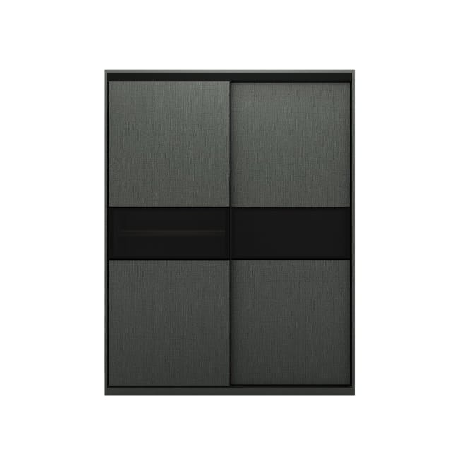 Lorren Sliding Door Wardrobe 2 with Glass Panel - Graphite Linen - 0