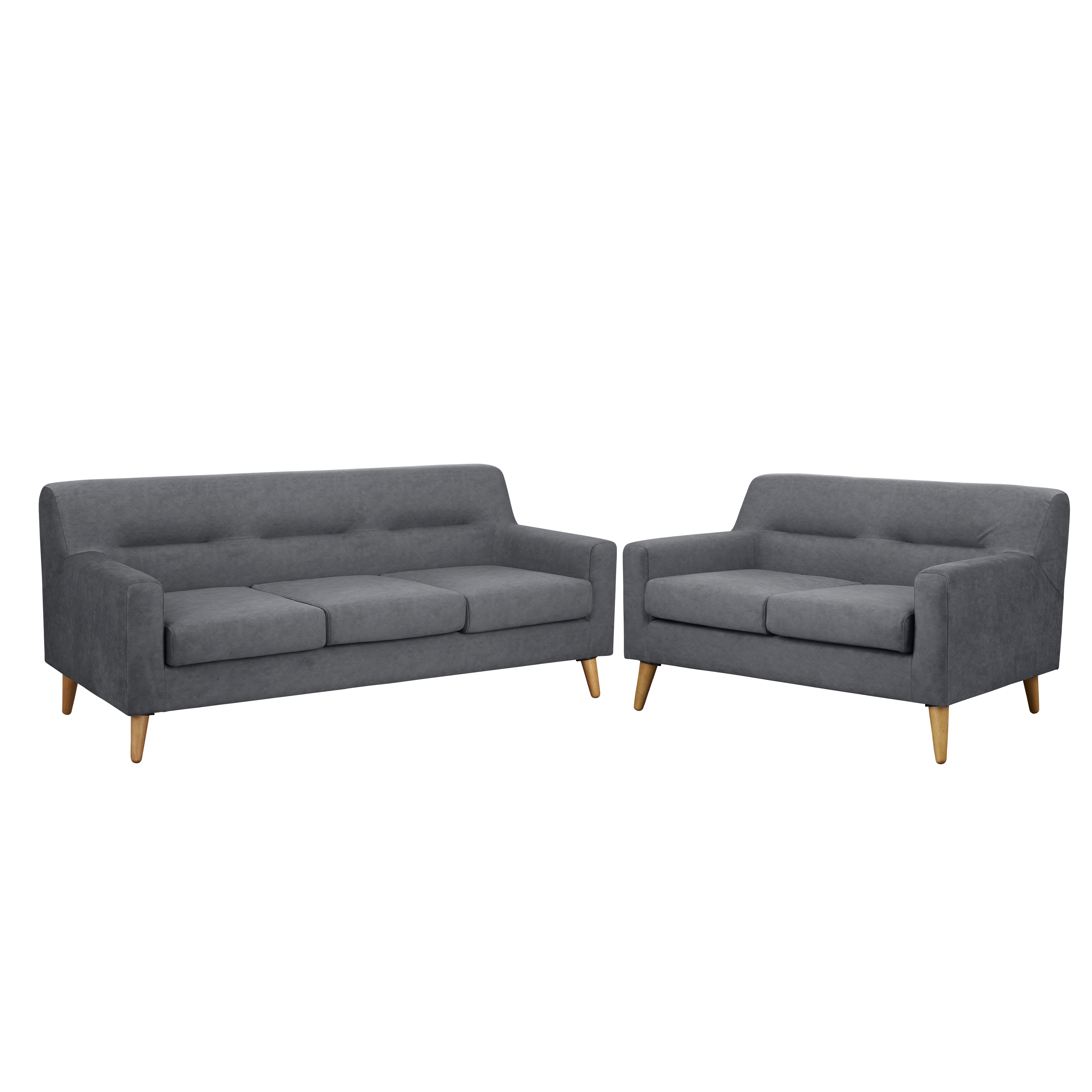 Damien 3 Seater Sofa with Damien 2 Seater Sofa - Dark Grey (Scratch Resistant Fabric)