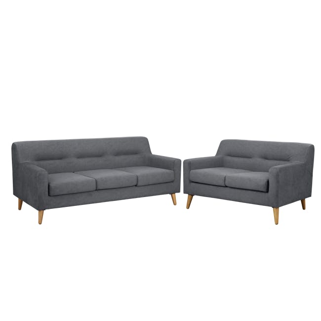 Damien 3 Seater Sofa with Damien 2 Seater Sofa - Dark Grey (Scratch Resistant Fabric) - 0