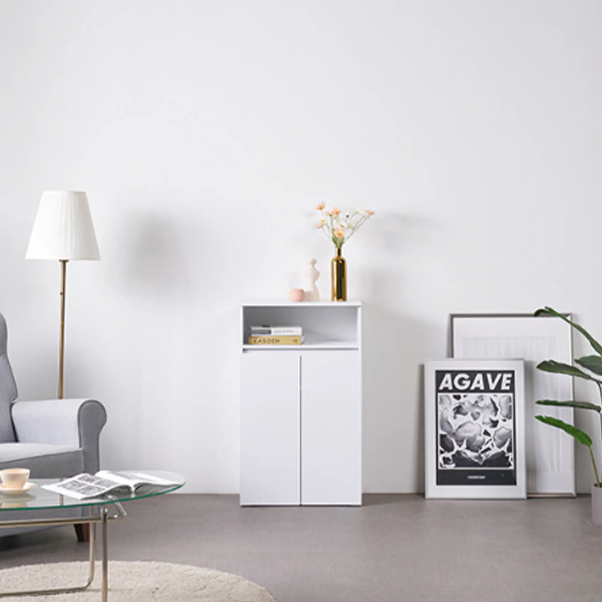 (As-is) Muse Tall Cabinet 0.6m - White - 4 - 12