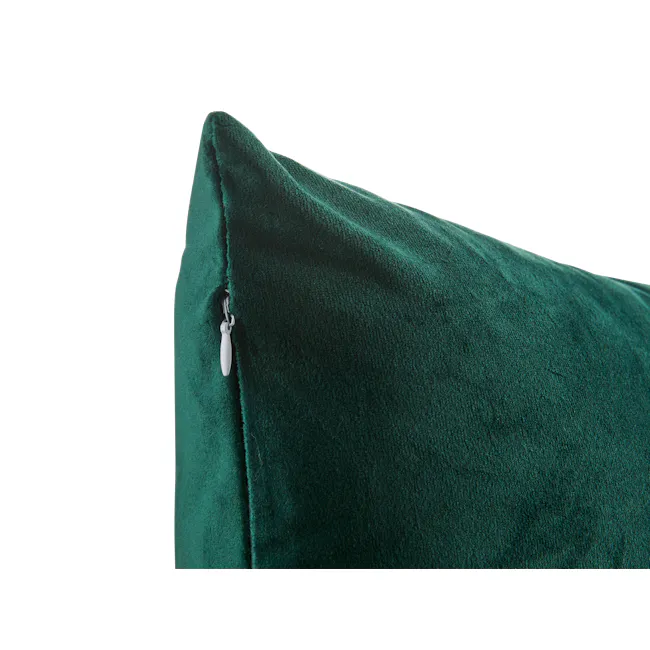 Alyssa Velvet Cushion Cover - Emerald - 4 - Green fabric texture, fabric zipper, fabric edge, fabric stitching, fabric